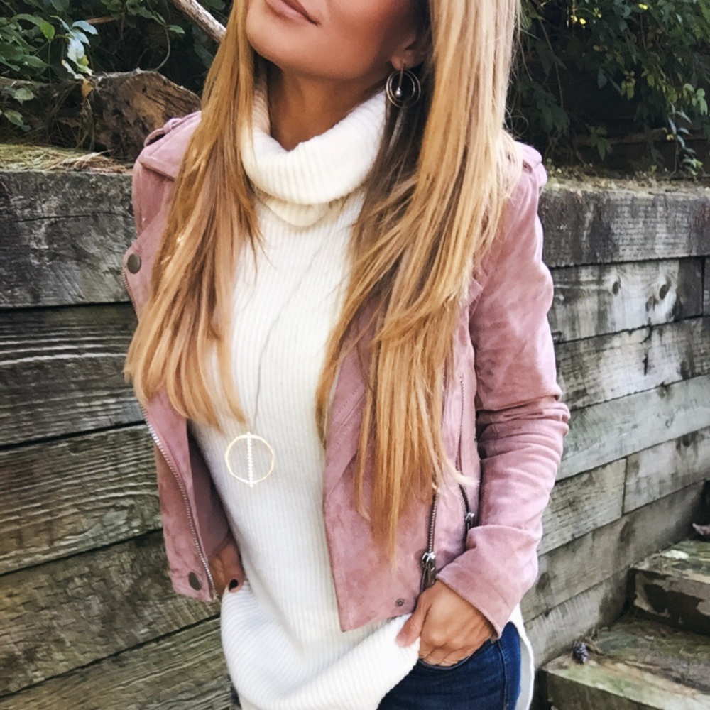 Genuine Suede Leather Moto Jacket